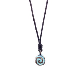 Greek Spiral Vintage Patina Necklace - Women Choker, Men Ancient Greece Gifts, Best Gift for Grecian, Mens Vital Force, Simple Charm, Hellenism, Small Bead, Cute Girls Accessories (Patina)