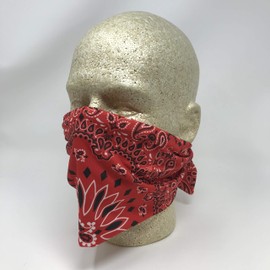 Danbando Knotted Headband Face Mask Neck Gaiter Bandanna Red Black White Paisley 4 Way Spandex Stretch Sweatband