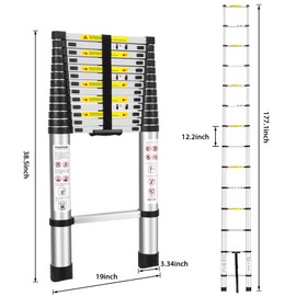 (15Ft/4.5M) Telescoping Ladders，EN131Standards Multi-Purpose Folding Aluminum Extension Ladder