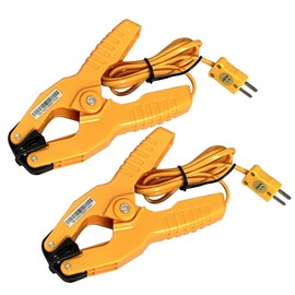 2pcs K Type Temperature Clamps, HVAC Temperature Probe, Works w/Pipe Clamp Meter Thermocouple Thermometer Multimeter Gauge Temperature Sensor for Plumbing Refrigerator HVAC Tools