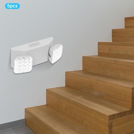 KOLHGNSE 6 Pack LED Emergency Lights, Dual Head Exit Light with Battery Backup 3H Runtime, Wall Ceiling Mount Office Hotel Stairway (White)