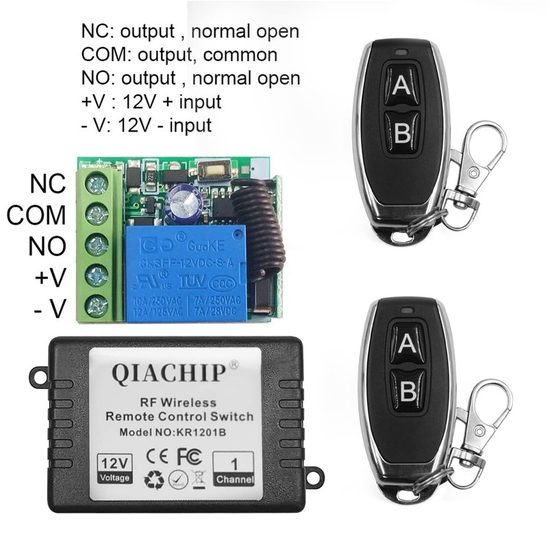 QIACHIP DC 12V Remote Control Switch 433Mhz Universal Wireless RF