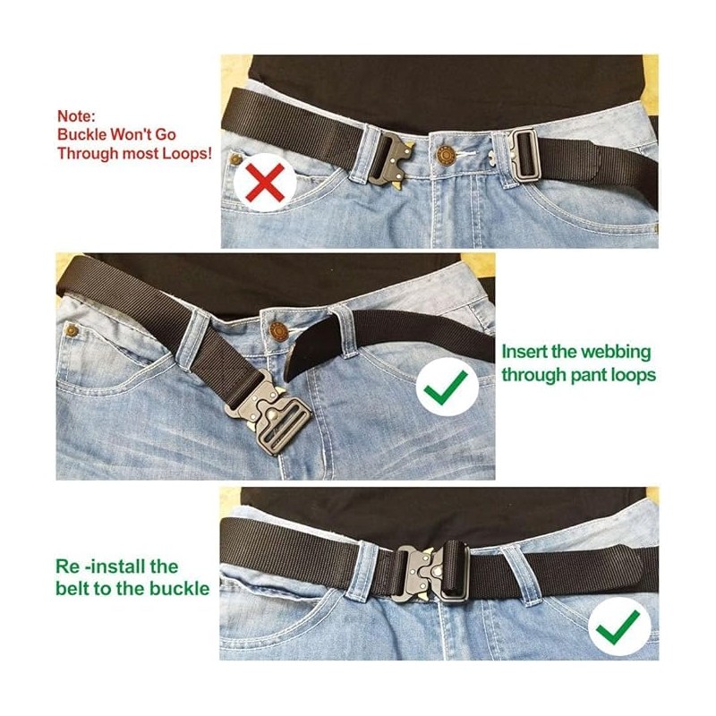 Tactical Belt, 3.8 cm Military Nylon Web Belt, Quick Release