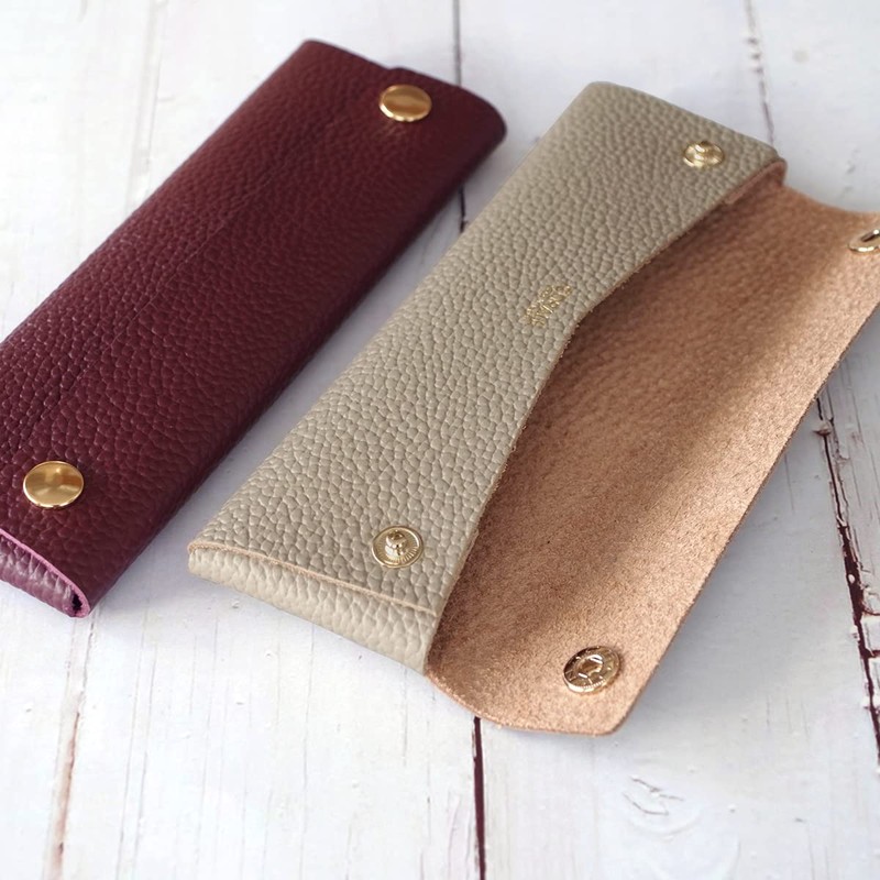 Corale Pen Case, Genuine Leather, Snap Button, Made in Japan,