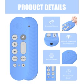 [3 Pack]AGENTNANO for Google TV Streamer 4K Silicone Remote Case Cover Glow in The Dark, Google TV Remote Control Protective Sleeve for Google TV Streamer 4K Controller with Lanyard(Black+Blue+Green)