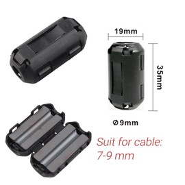 Futheda 10pcs 9mm Inner Diameter Removable Frame Ferrite Ring Core Anti-Interference Filter RFI EMI Noise Reducer Cable Clip Black