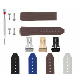 Ewatchparts 21-24-25mm Rubber Silicone Watch Band Strap Compatible With H Hublot Includes Buckle, 4 Screws, And Screw Driver