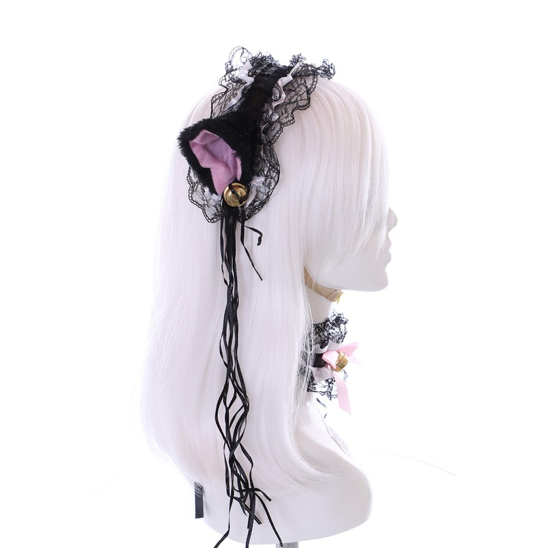 Kawaii-Story C-12-6 Black White Gothic Lolita Maid Cat Ears Headband