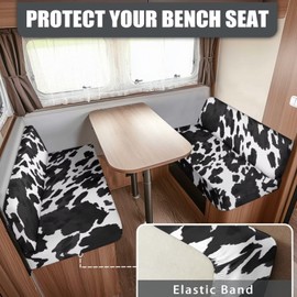 SEANATIVE Black Cow RV Dinette Sofa Couch Cushion Covers Replacement Couch Seat Covers Stretch Washable Furniture Protectors Camper Car Bench Cushion Slipcover Soft