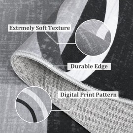 RUGSREAL Runner Rug 2x6 Modern Geometric Area Rug Contemporary Abstract Circles Rug Carpet Non Slip Hallway Rug Low Pile Indoor Floor Cover for Kitchen Bedroom, Grey