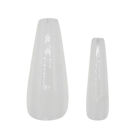 Full Cover Nail Tip - Long Coffin Clear (500pcs)