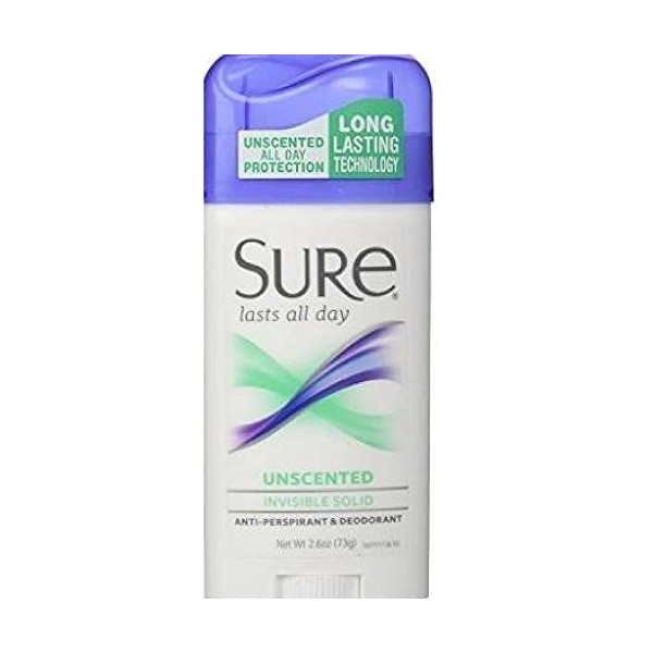 Sure Invisible Solid Anti-Perspirant and Deodorant Solid, Unscented 1.6 oz