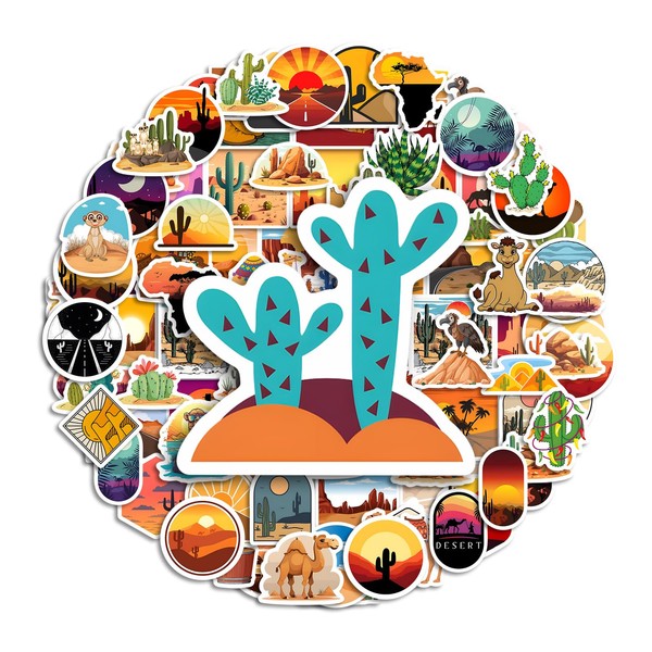 Travel Stickers for Water Bottles: 100pcs Desert Stickers Cactus Stickers
