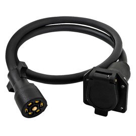 7 Pin Trailer Extension Cord 4 Feet Plug Trailer Cord with Double Prongs Connector for Gooseneck Hitch Truck Camper RV