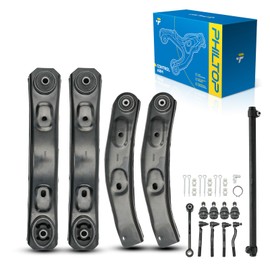 PHILTOP 15pcs Front Suspension Kit Compatible with Grand Cherokee 1999 2000 2001 2002 2003 2004, Lower Upper Control Arm Tie Rod End Adjusting Sleeve Sway Bar Link Ball Joints Replacement