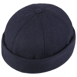 Lipodo Docker Hat Women/Men – Made of Wool Blend – Adjustable Docker Cap – Lined with Fleece – One Size (54-60 cm) – Turn-Up Hat with Velcro Fastening – Autumn/Winter, darkblue