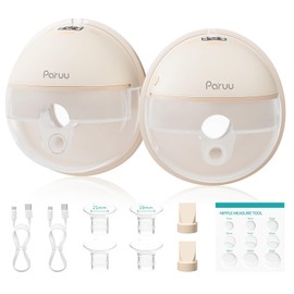 Paruu Extractor de Leche Manos Libres P16, Extractor de Leche Portátil Eléctrico con 4 Modos y 12 Niveles, Máximo 309mmHg Succión Fuerte Insertos de Brida de 19/21/24mm Extractor de Leche Portátil
