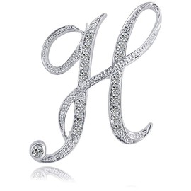 Letter Brooch Pins Initial Rhinestone Brooch for Women Christmas Initial Ornaments Crafts Silvery H