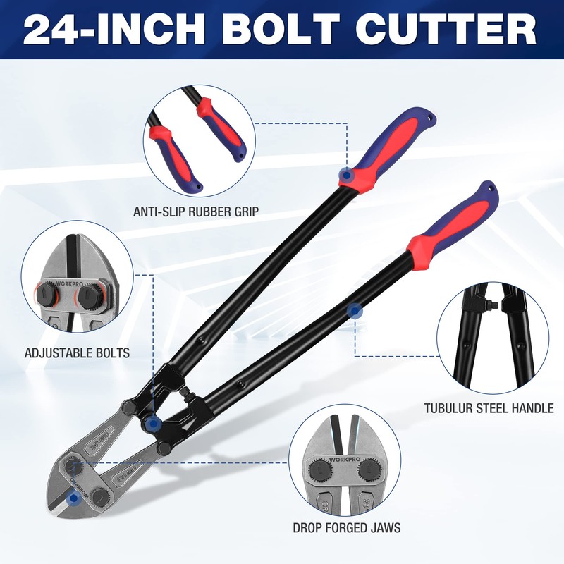 WORKPRO W017006A Bolt Cutter, Bi-Material Handle with Soft Rubber Grip,