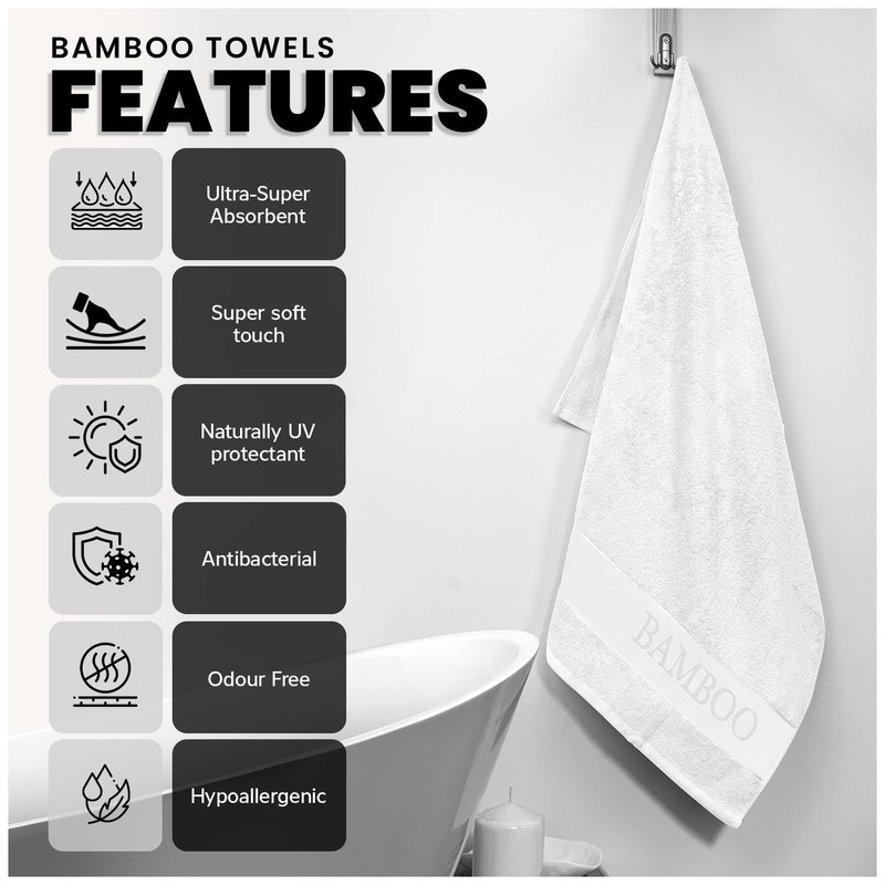 GC GAVENO CAVAILIA Large Bath Towel Bamboo Towels 2 Pack