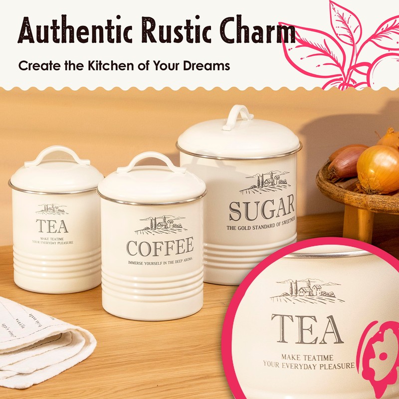 noonberry Kitchen Canisters for Countertop - Set of 3 -