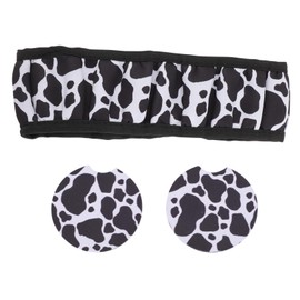 FUNOMOCYA 1Set Cow Pattern Steering Wheel Cover and Car Coaster Durable Cow Car Accessories Stylish Interior Decor for Vehicles Safe and Skin Friendly Material for Transforming