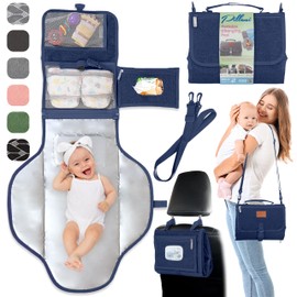Portable Changing Pad for Baby, Travel Diaper Changing Pad for Newborn, Large Waterproof Baby Changing Mat, Foldable & Detachable Diaper Changing Station with Baby Wipes Pockets Baby Stuff by Pillani