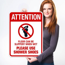 Floor Can Be Slippery When Wet Sign, 18x24 Inches, 55 mil Thick HDPS (high Density polystyrene), Made in USA