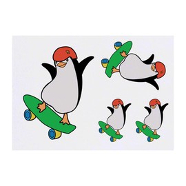 4 x 'Penguin Jumping' Temporary Tattoos - Water Resistant, Skin-Safe, Non-Toxic Transfers, Mixed Sizes (TO00077814)