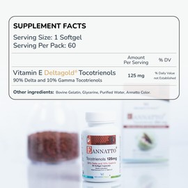 WELLNESS EXTRACT Eannatto Tocotrienols Vitamin E Supplements Tocopherol Free, Non-GMO, Gluten Free & Antioxidant125MG 60 Softgels (Pack of 3)
