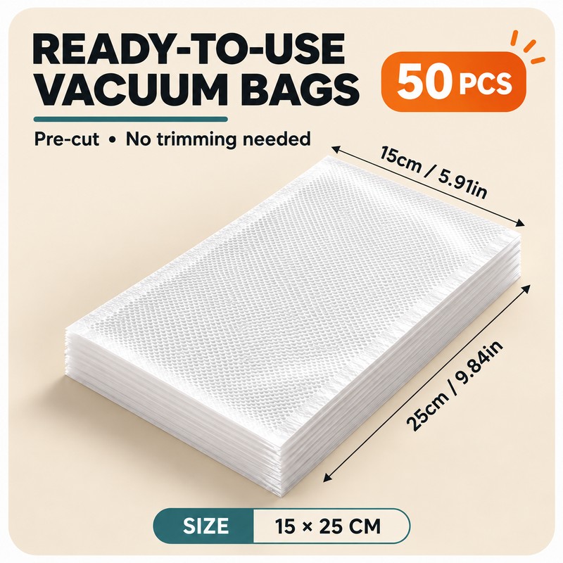 50-Pack Vacuum Food Storage Bags for Food Preservation – Reusable