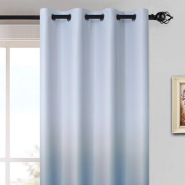 Yakamok Thermal Insulated Window Drapes Gradient Color Ombre Curtains with Grommet Light Blocking Panels for Bedroom (Blue, 52x72 Inch, Set of 2)