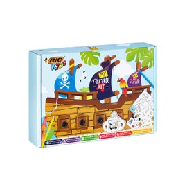 BIC Kids Pen Set: 18 Colouring Pencils, 8 Felt Tip Pens, 12 Crayons, Stickers and Colouring Figures, My Pirate Kit