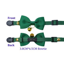 Olahibi Breakaway Cat Collar Pack of 2, Safe Release Clasp, Handmade Bowtie, Clear Bell, Nylon Material, for Small Kitten Cats.(Green+Orange)