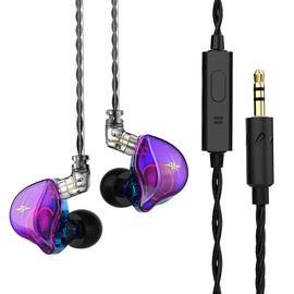 QKZ ZXT Transparent Purple Wired in-Ear Gaming Earphones with mic, 3.5mm Jack, Gaming Earbuds in Ear Sport Music Audio Monitor Headphone