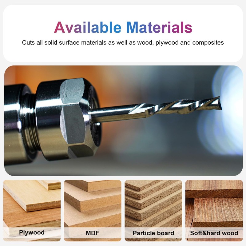 SpeTool Spiral Router Bits with Down Cut 1/4 inch Cutting