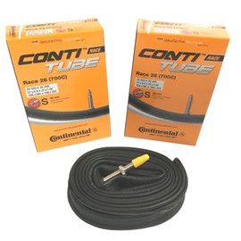 Continental Race 28 700 x 20-25c Road Bike Inner Tubes - Presta 42mm (Pack of 2), Black