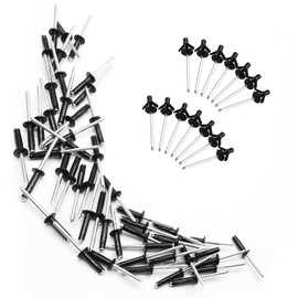 HARSKIYER 50Pcs 3/16" x 1" Tri Grip Rivets Assortment, Black Trifold Exploding Pop Rivets Aluminum Trifold Trivets Big Head Pop Rivets for Marine Kyaka Boat