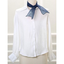 Allegra K Women's Organza Scarf, Transparent See-through, Summer Bandana, Hair Ornament, Bag Decoration, Headband Belt,, blue (navy blue)