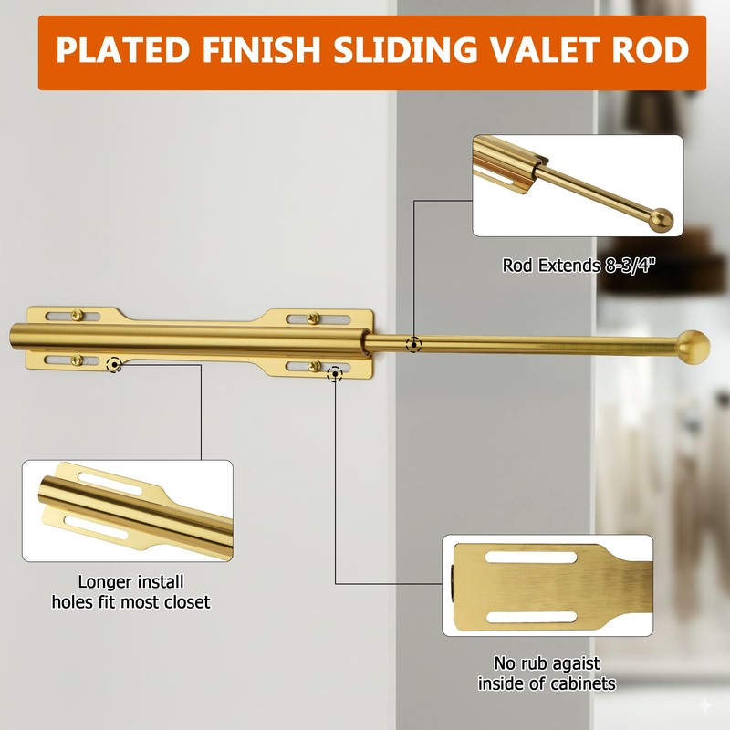 LOMILD Valet Rod for Closet Pull Out, Rod for Bedroom