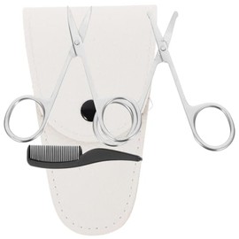 VICASKY 4pcs Beard Scissors Set Stainless Steel Nose Hair Trimmer Round Pointed Scissors Precision Cutting for Men Grooming Barber Shop Diy Kit