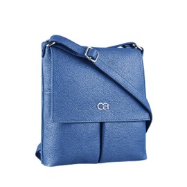collezione alessandro Munich Shoulder Bag Genuine Leather with Multiple Compartments 24 cm x 24 cm x 4 cm, blue
