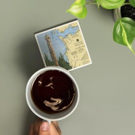 Astoria Column, Oregon, Nautical Chart (Absorbent Ceramic Coaster, Single, Cork Back, Kitchen Table Decor)