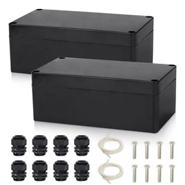 Aoreun Pack of 2 Electronic Junction Boxes, ABS Project Box, Electronic Surface-Mounted Box, Housing Junction Box, Waterproof IP65 Distribution Box, Dustproof Cable Housing Distribution Box, 158 x 90