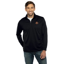 Vantage Apparel Men's Collegiate Micro Mesh Performance Black 1/4 Zip Pullover, Iowa State Cyclones, X-Large