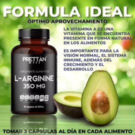 L-arginina Suplemento 90 Cápsulas 500mg Prettan