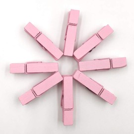 Artibetter Pack of 100 Wooden Pegs Metal Picture Photo Clips Pegs Pegs Clothes Pegs Craft Pegs for Home Decoration Laundry 35 mm (Pink)