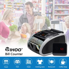 TIHOO Money Counter with UV, MG, IR Counterfeit Detection, Portable Bill Counter with External Display, 1200sheet/min. DO NOT Count The Value of Bills