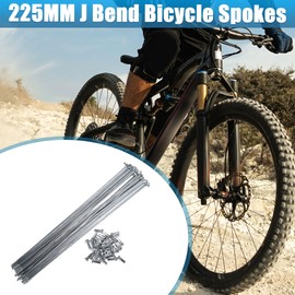 X AUTOHAUX 36pcs 14G J Bend Bike Steel Spokes 8.86" Cycle Spokes with Nipples