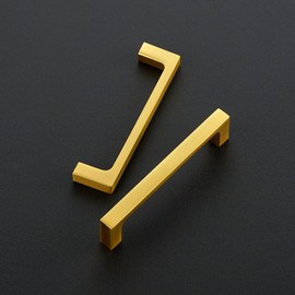 Ravinte 5 Pack Solid 4 Inch Kitchen Square Cabinet Handles Brushed Brass Cabinet Pulls Drawer Pulls Kitchen Cabinet Hardware Kitchen Handles